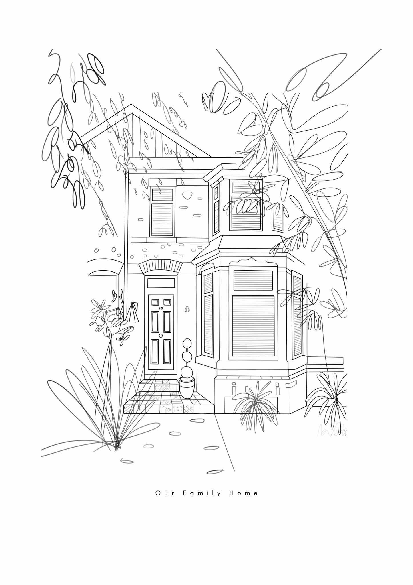 LINE DRAWING HOME ILLUSTRATION