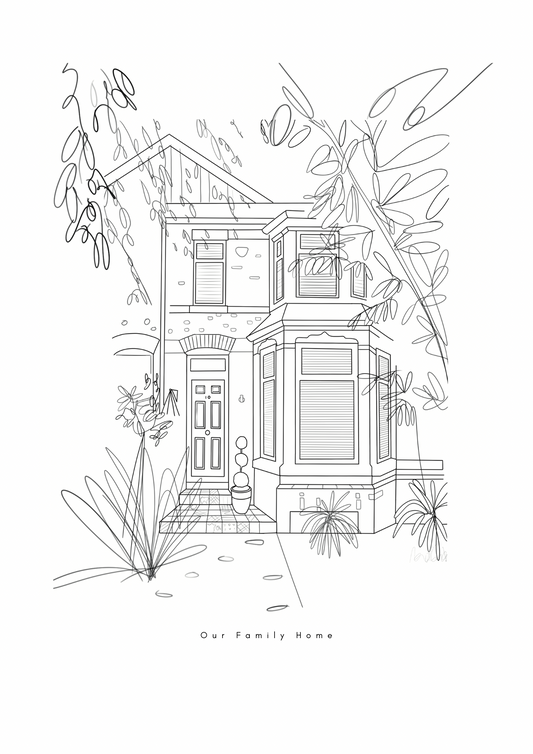 LINE DRAWING HOME ILLUSTRATION