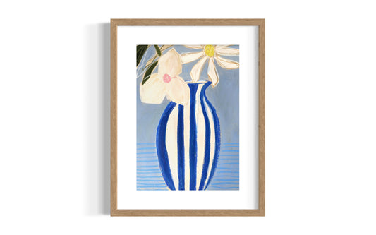 White Blue Stripe Vase - Original