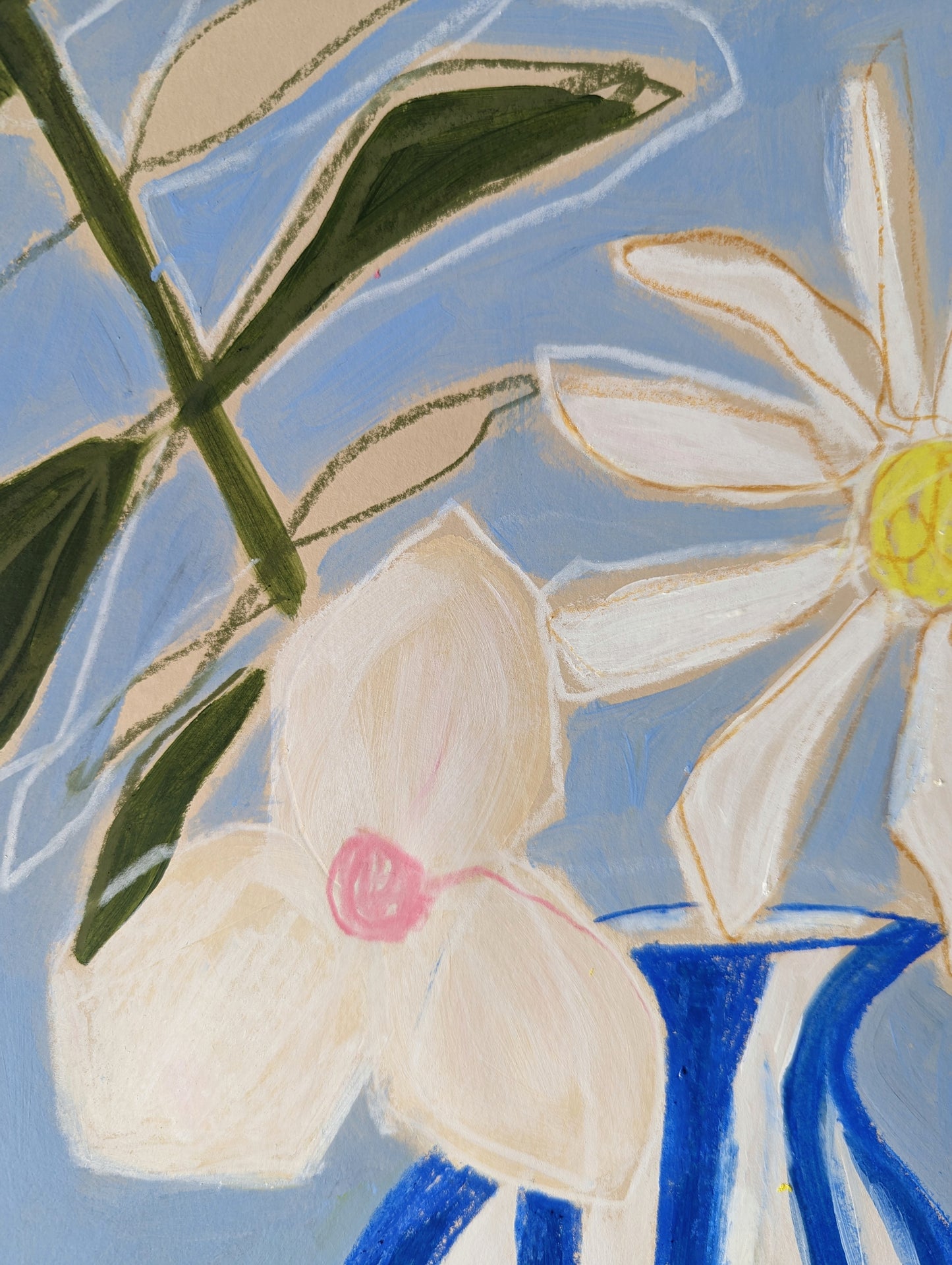 White Blue Stripe Vase - Original